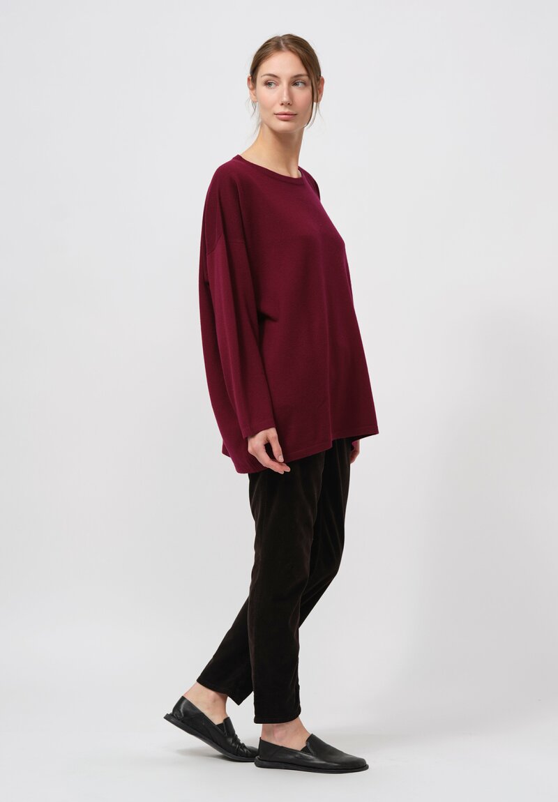 Hania New York Cashmere Long Crewneck Sasha Sweater in Pompeii Red
