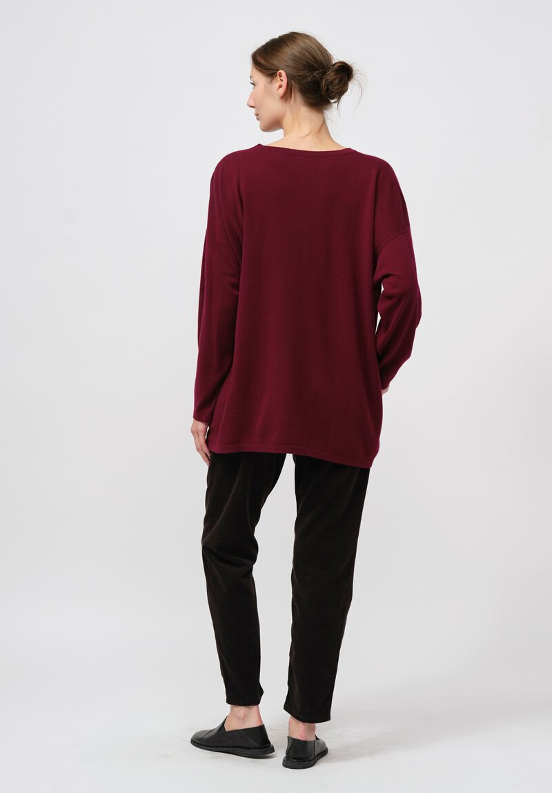 Hania New York Cashmere Long Crewneck Sasha Sweater in Pompeii Red