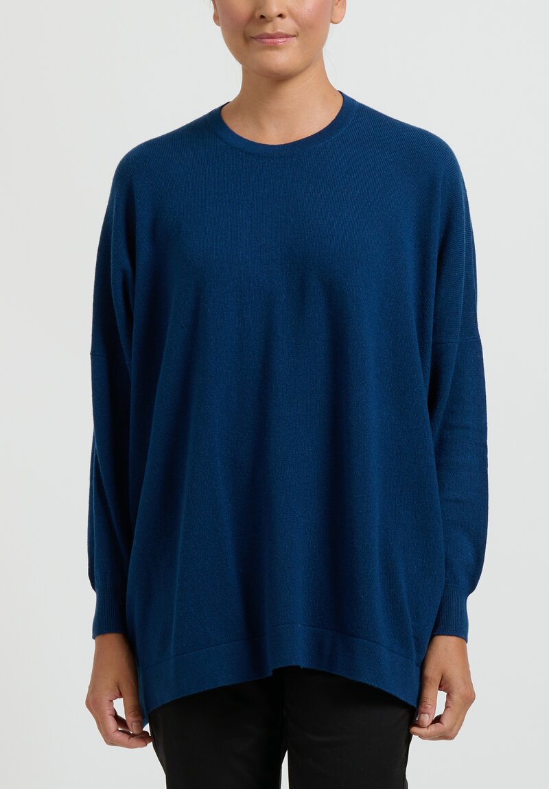 Hania New York Cashmere Marley Crewneck in Naval Jack Blue