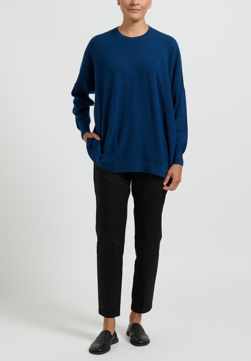 Hania New York Cashmere Marley Crewneck in Naval Jack Blue