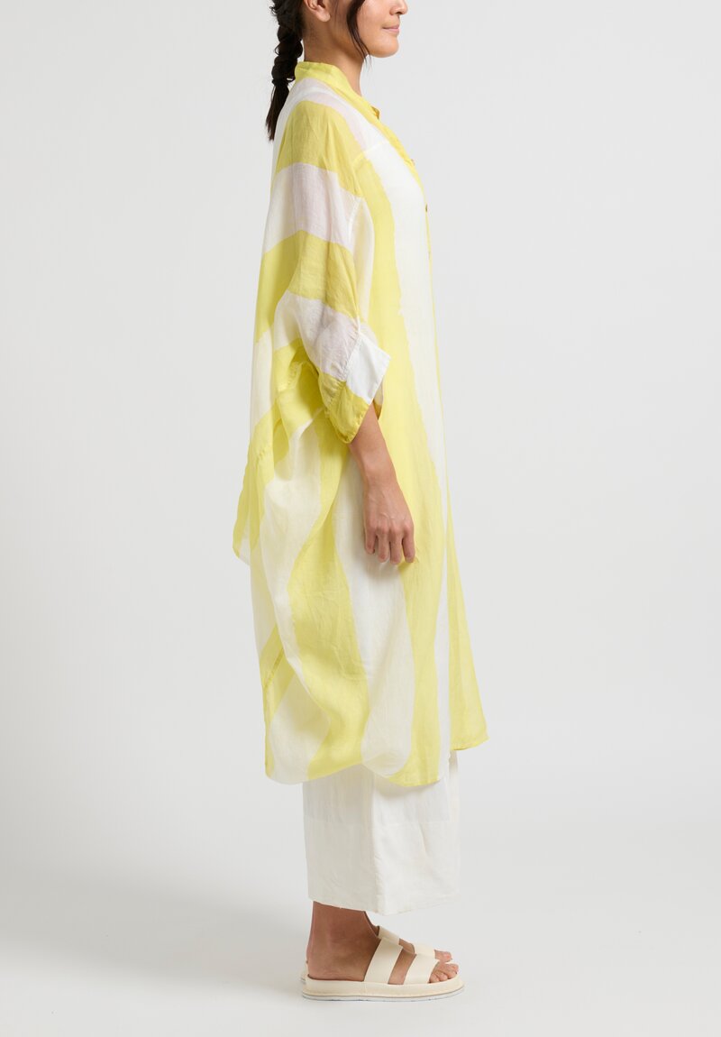 Gilda Midani Striped Linen Square Tunic in Oro Yellow and White
