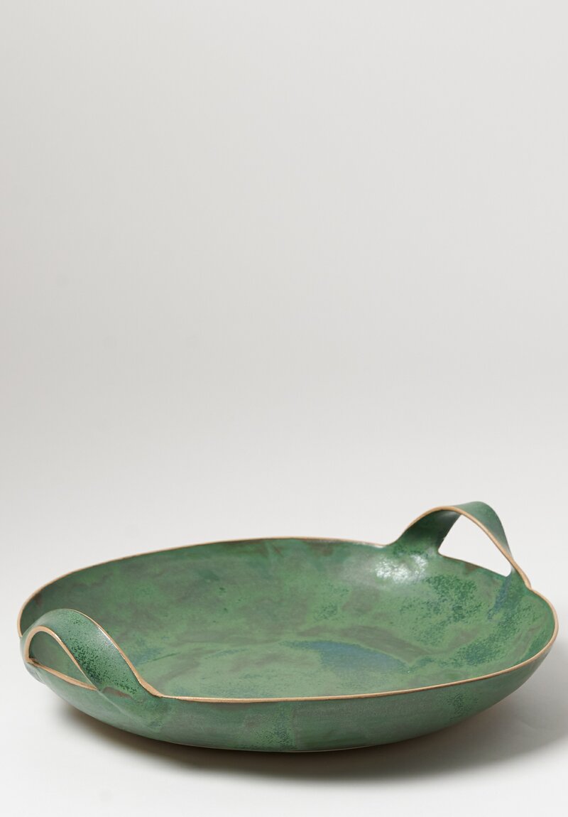 Laurie Goldstein Ceramic Large Bowl with Handles Green II	