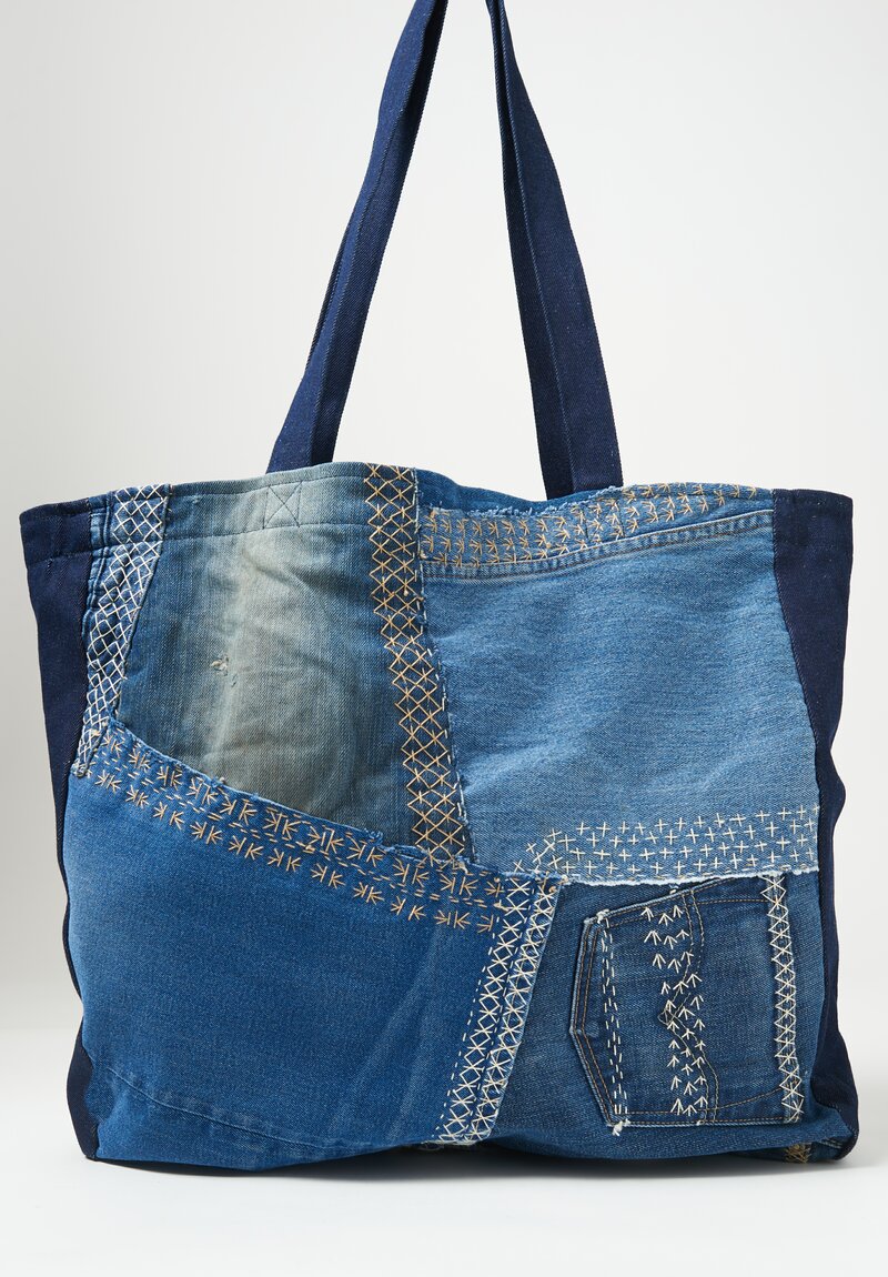 By Walid Cotton Denim Patchwork Tote Bag #2 | Santa Fe Dry Goods ...