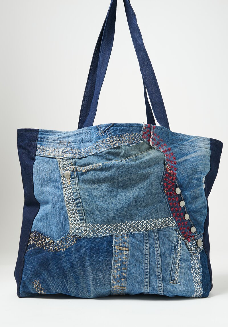 By Walid Cotton Denim Patchwork Tote Bag #2 | Santa Fe Dry Goods ...