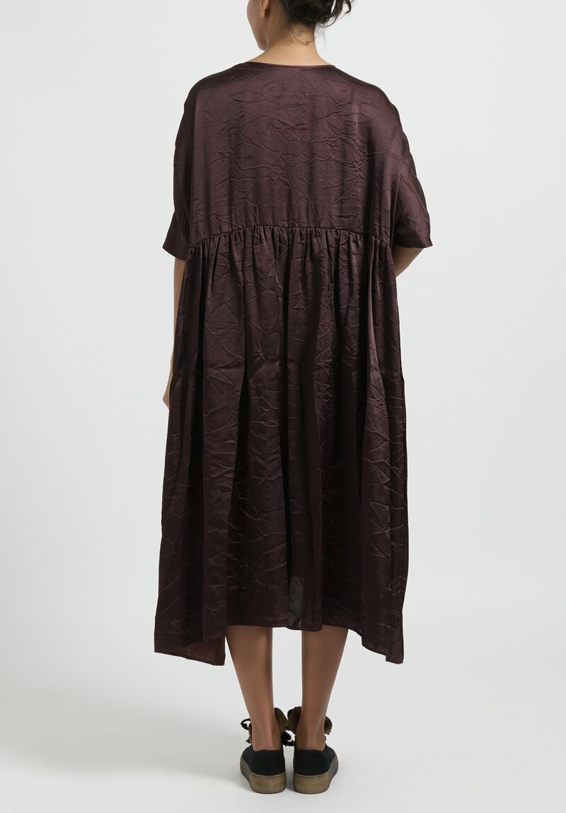 Uma Wang Short Sleeve Agnus Dress in Garnet Purple
