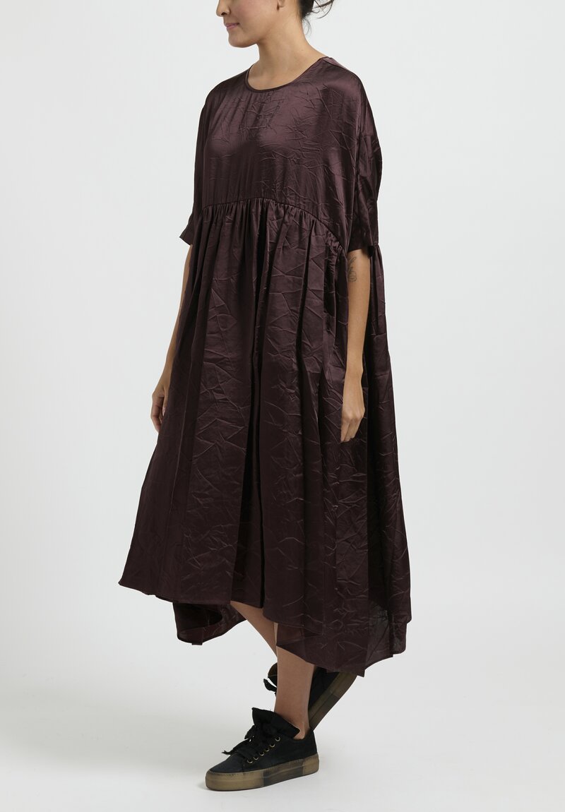 Uma Wang Short Sleeve Agnus Dress in Garnet Purple