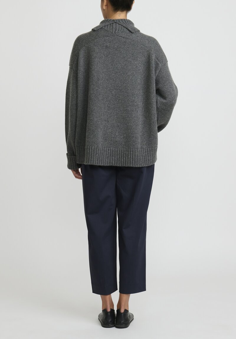 Jil Sander Cashmere High Neck Sweater in Medium Grey