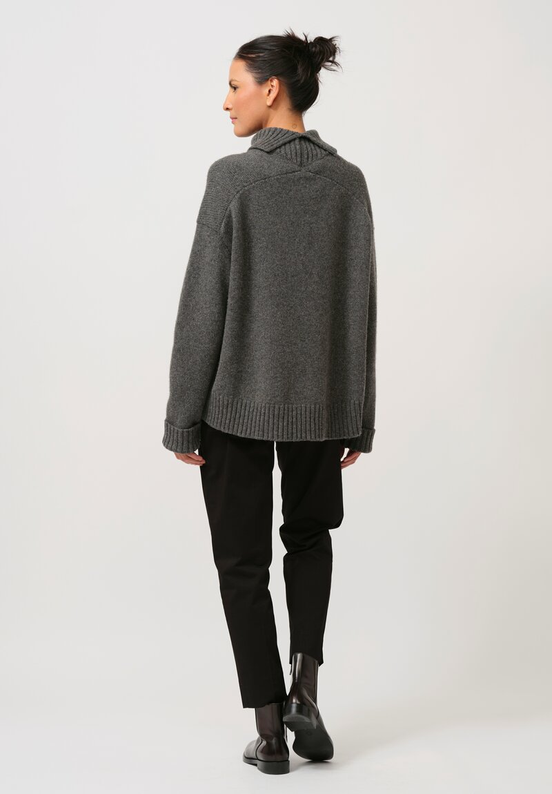 Jil Sander Cashmere High Neck Sweater in Medium Grey	