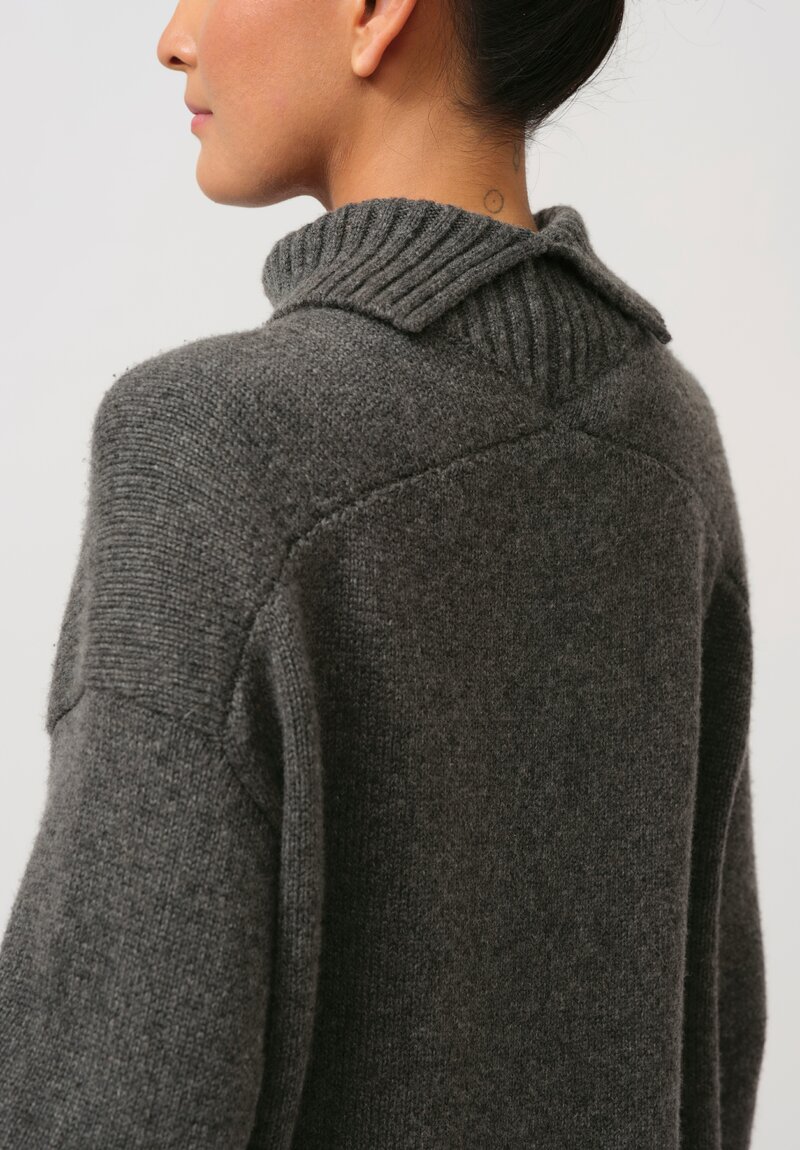 Jil Sander Cashmere High Neck Sweater in Medium Grey	