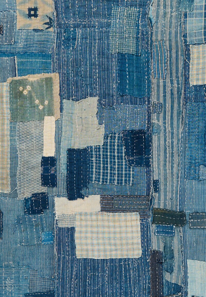 Vintage 20th Century Japanese Indigo Boro Futonji