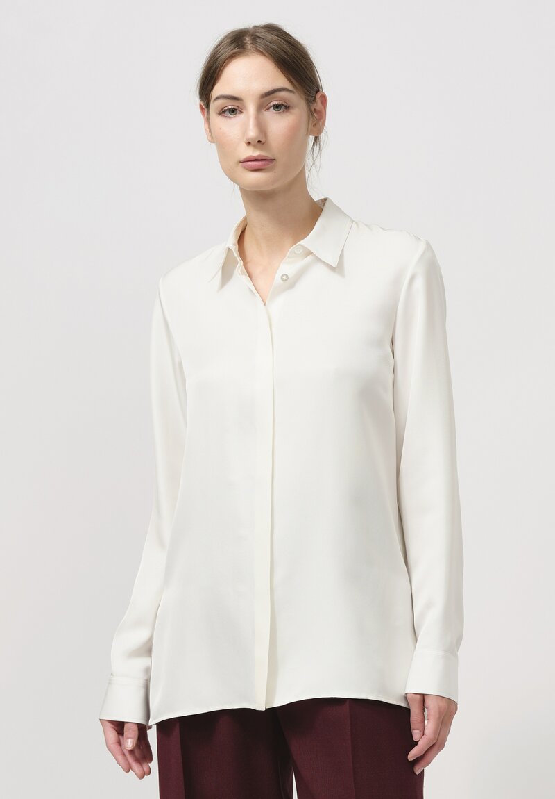 The Row Silk Carla Blouse in Off White	