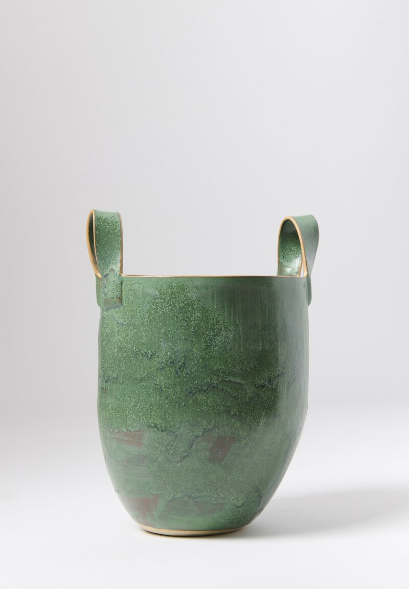 Laurie Goldstein Medium Ceramic Basket Bowl in Green	