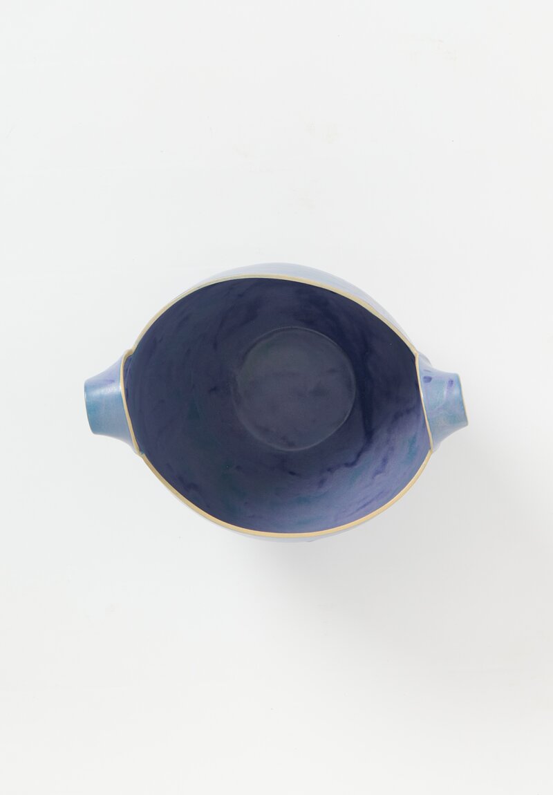 Laurie Goldstein Medium Ceramic Basket Bowl Blue	