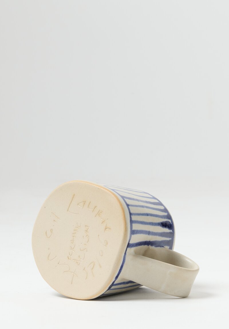 Laurie Goldstein Ceramic Patterned Mug Cream/Blue	