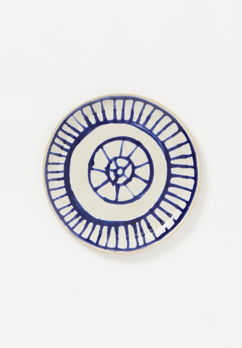 Laurie Goldstein Large Ceramic Patterned Dinner Plate White/Blue	