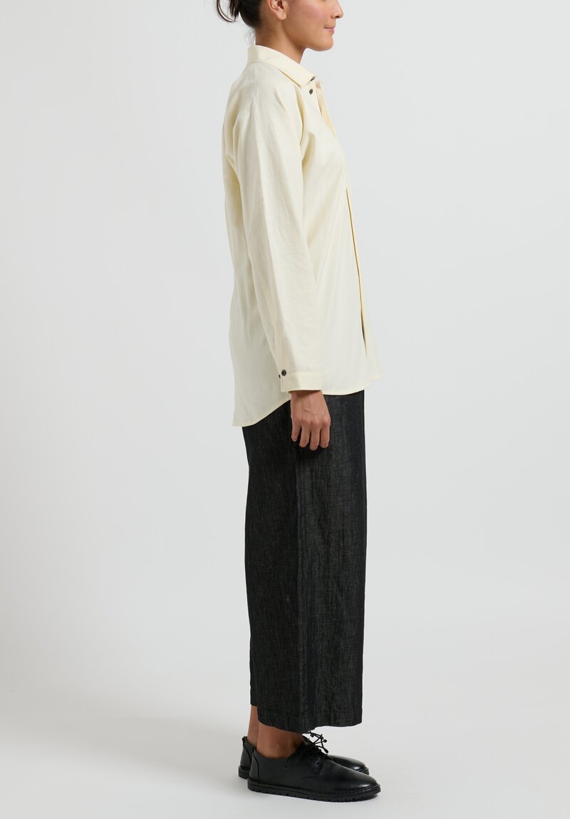 Jan-Jan Van Essche Kinari Cotton Hemp Twill Shirt in Ivory	