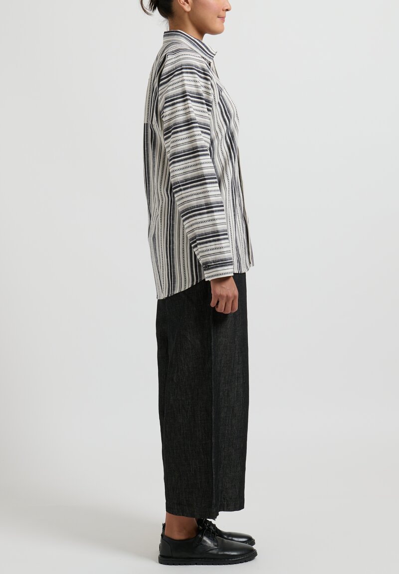 Jan-Jan Van Essche Contrast Striped Shirt in Black & White	