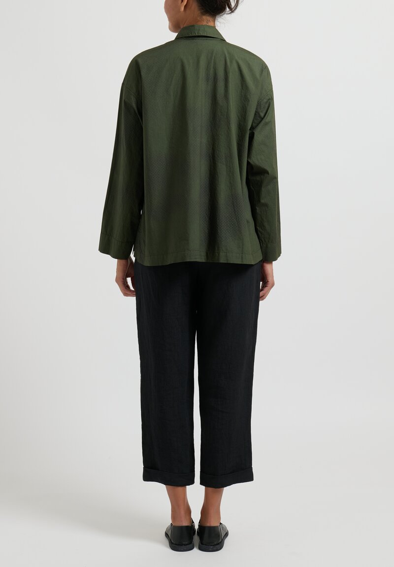 Oska Cotton Bluse Herone Shirt in Forest Green	