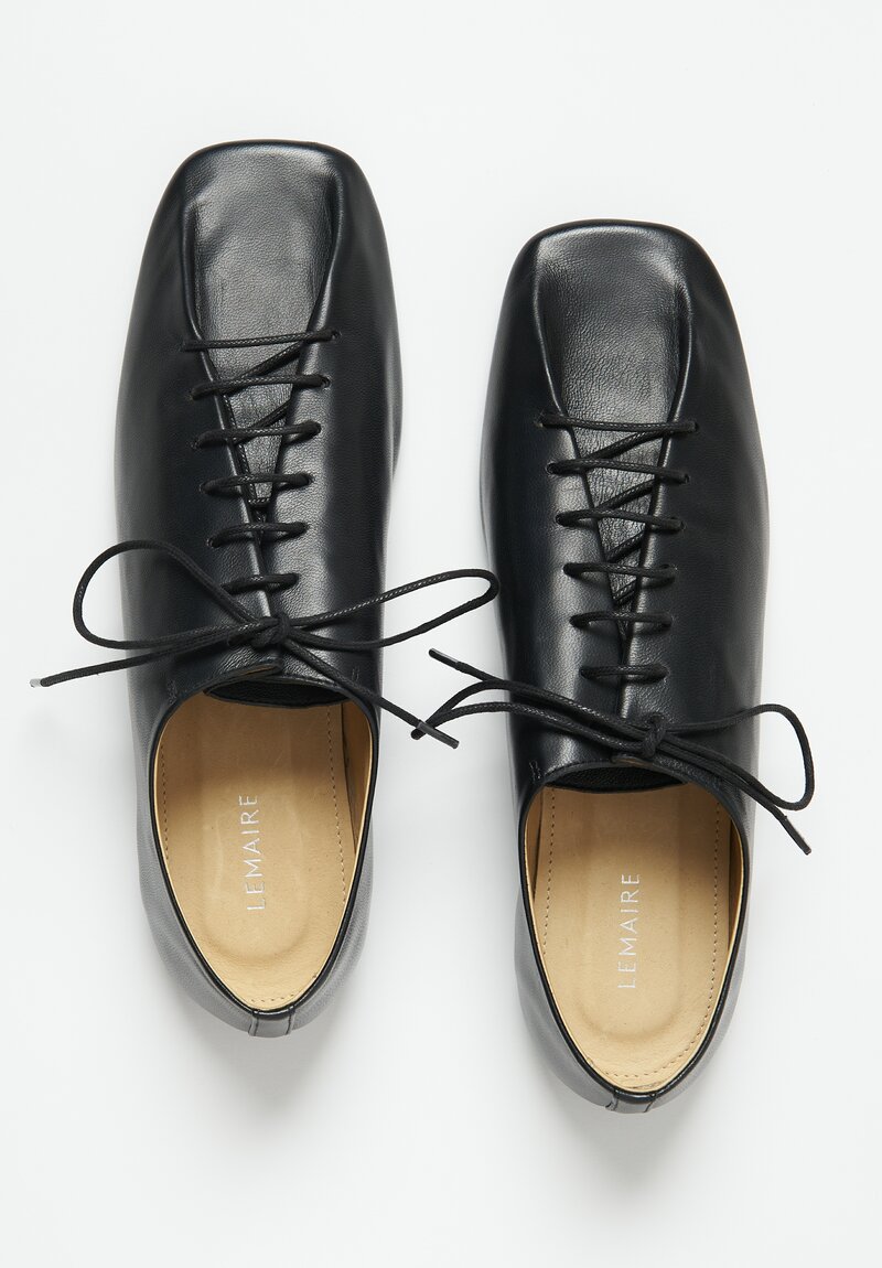 Lemaire Flat, Lace Up Derbies in Black	