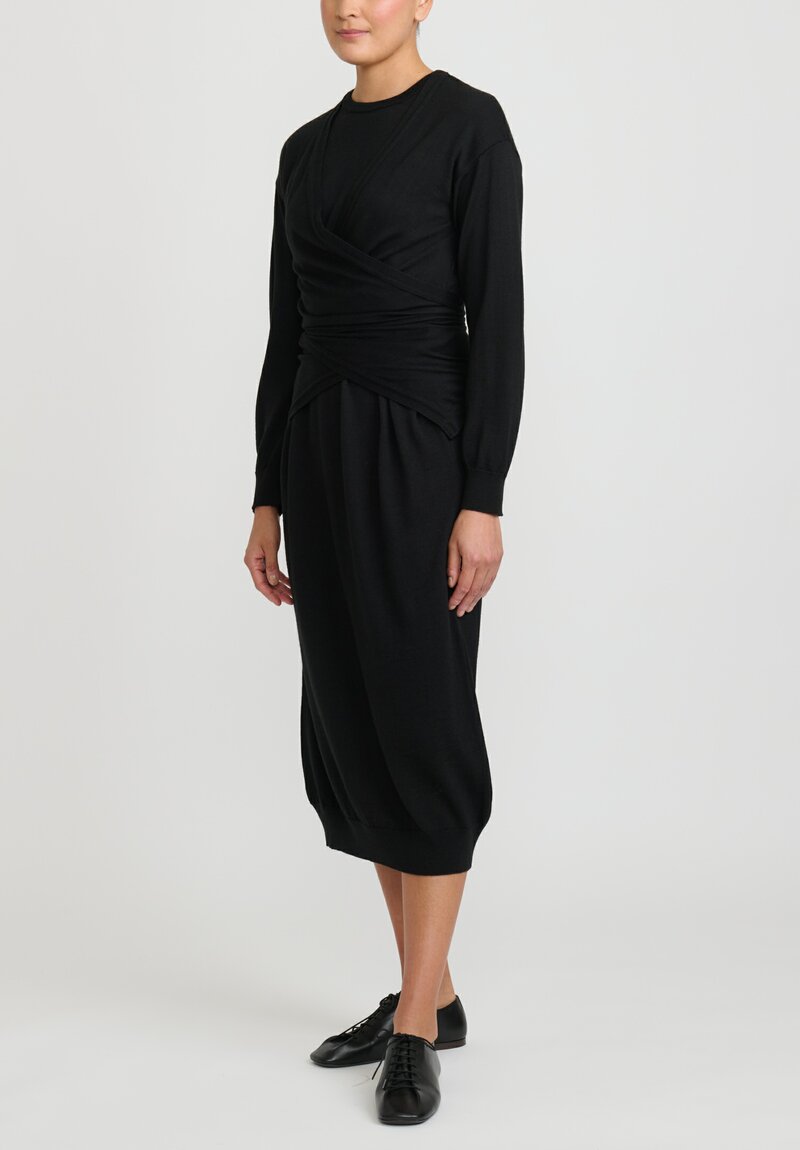 Lemaire Wrap Dress in Black	
