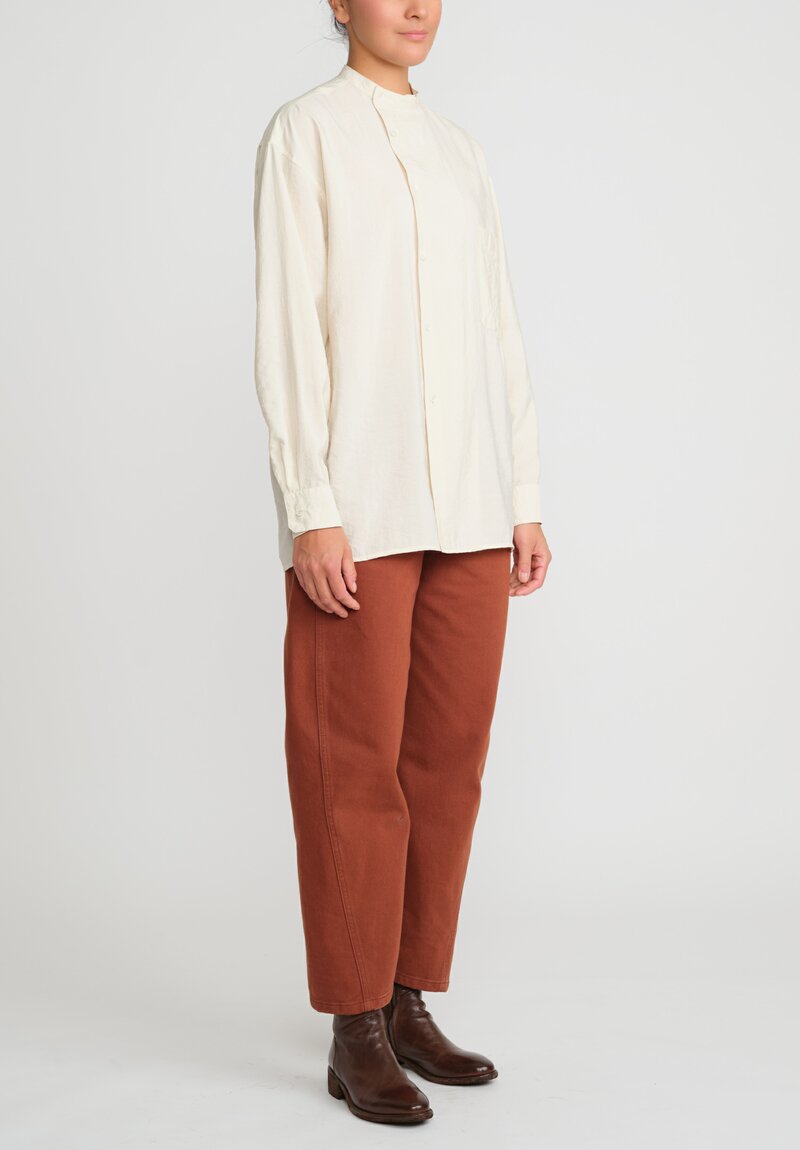 Lemaire Dry Silk Asymmetric Shirt in Light Cream