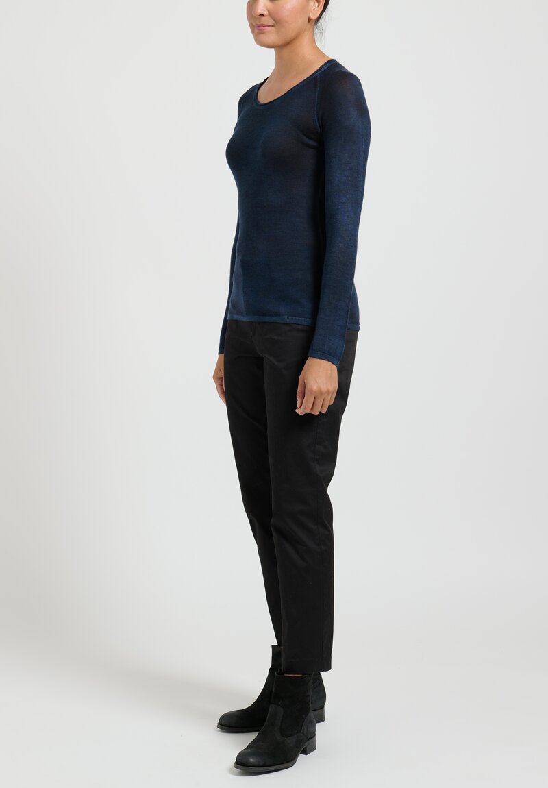 Avant Toi Cashmere Silk Hand Painted Sweater	in Nero Lake Blue