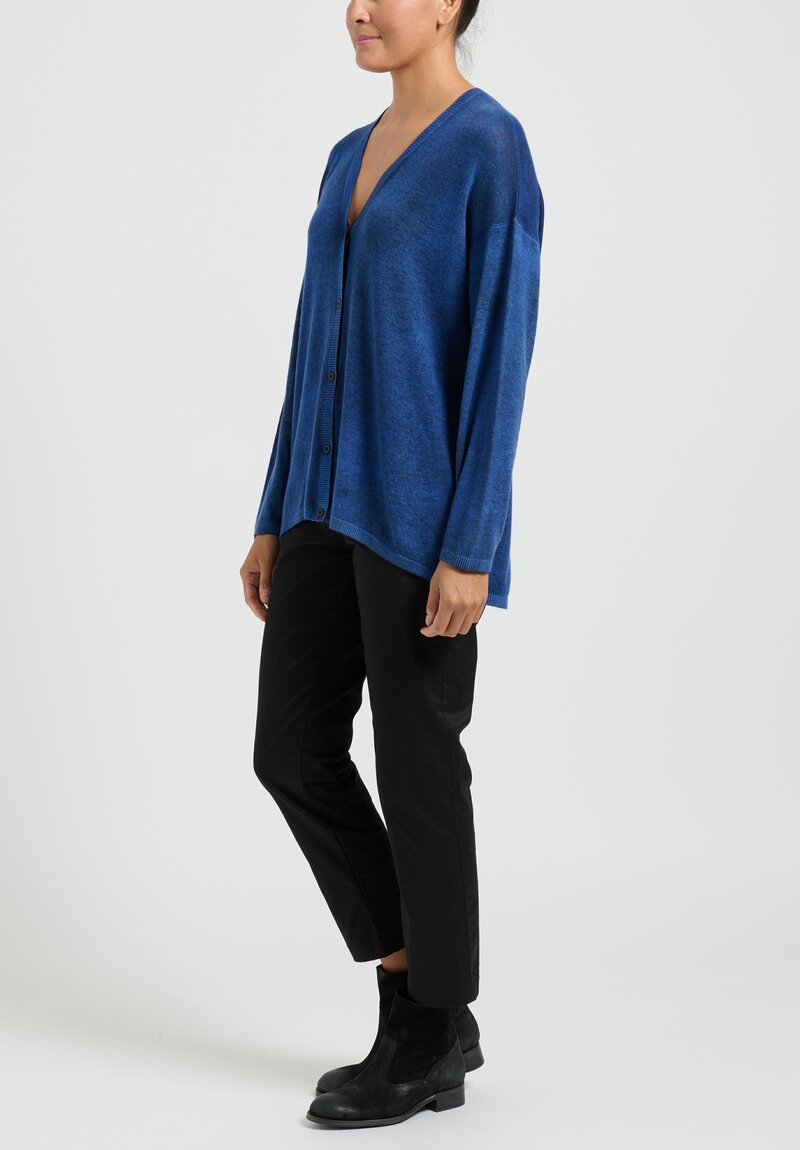 Avant Toi Hand-Painted Cashmere Cardigan in Blue