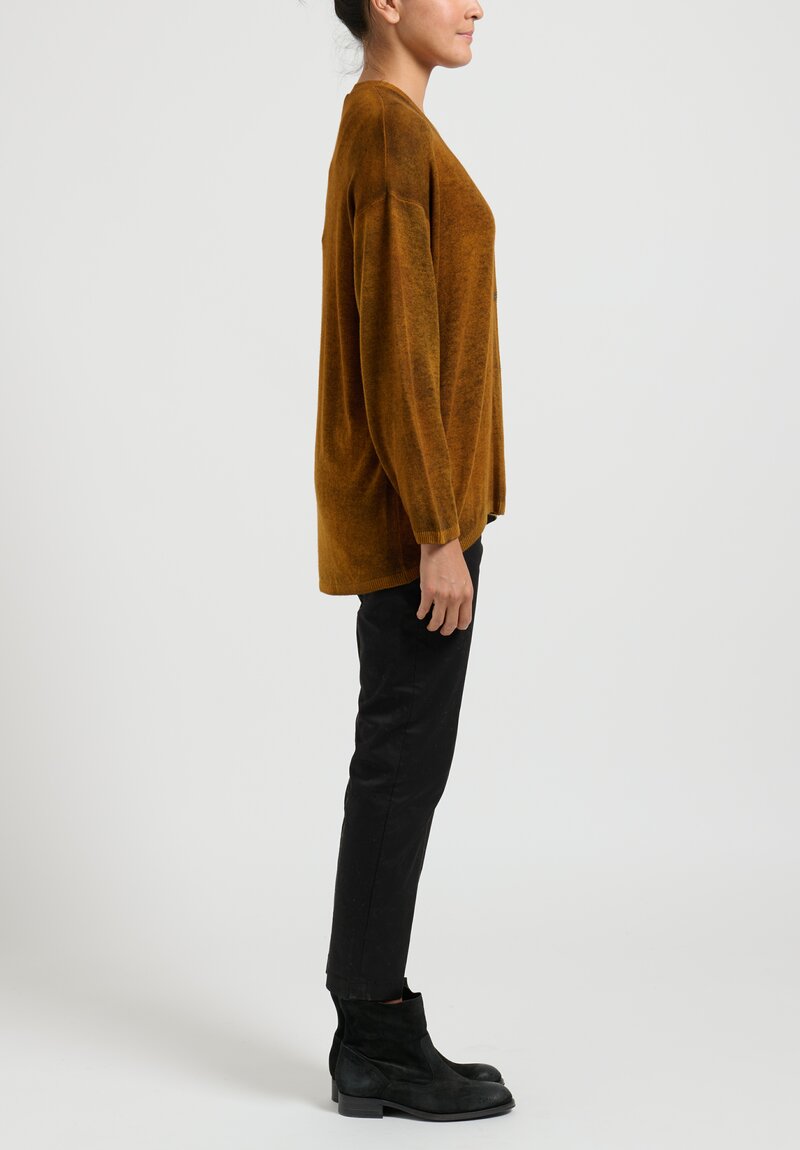 Avant Toi Hand-Painted Cashmere Cardigan in Nero Cantharellus Brown