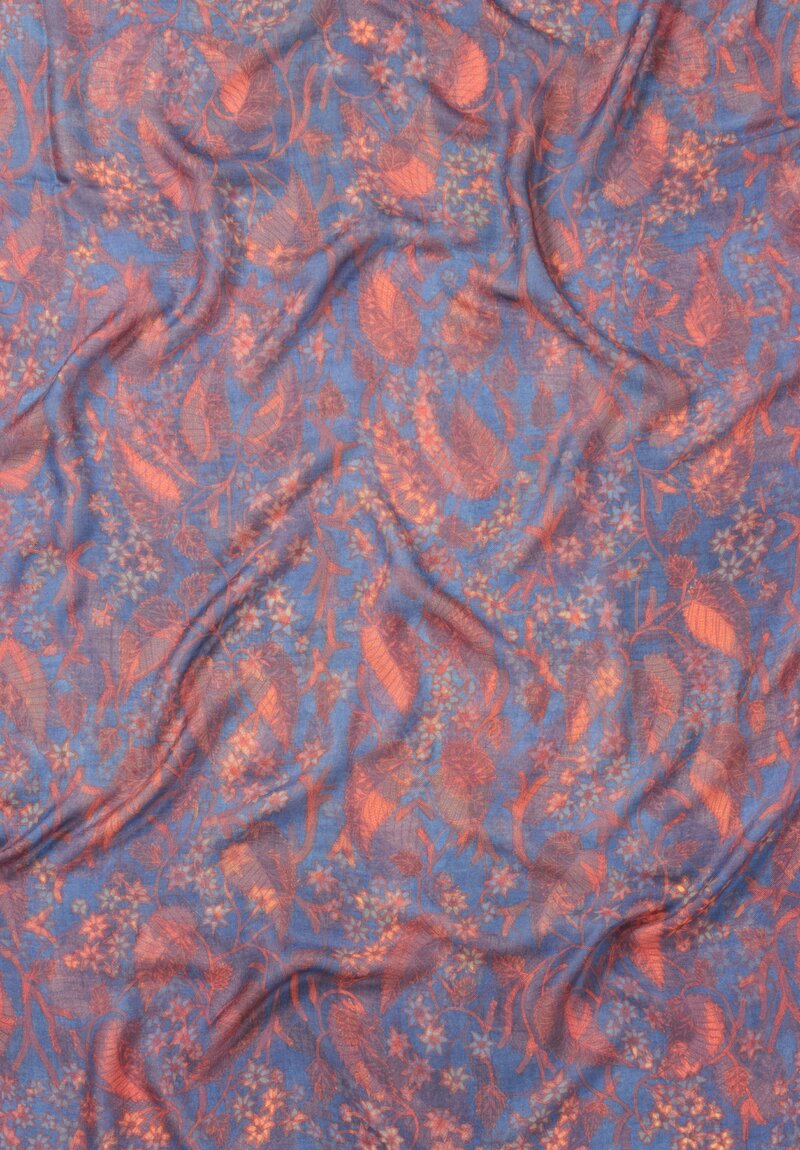 Alonpi Cashmere Silk Print Scarf in Blue Red	