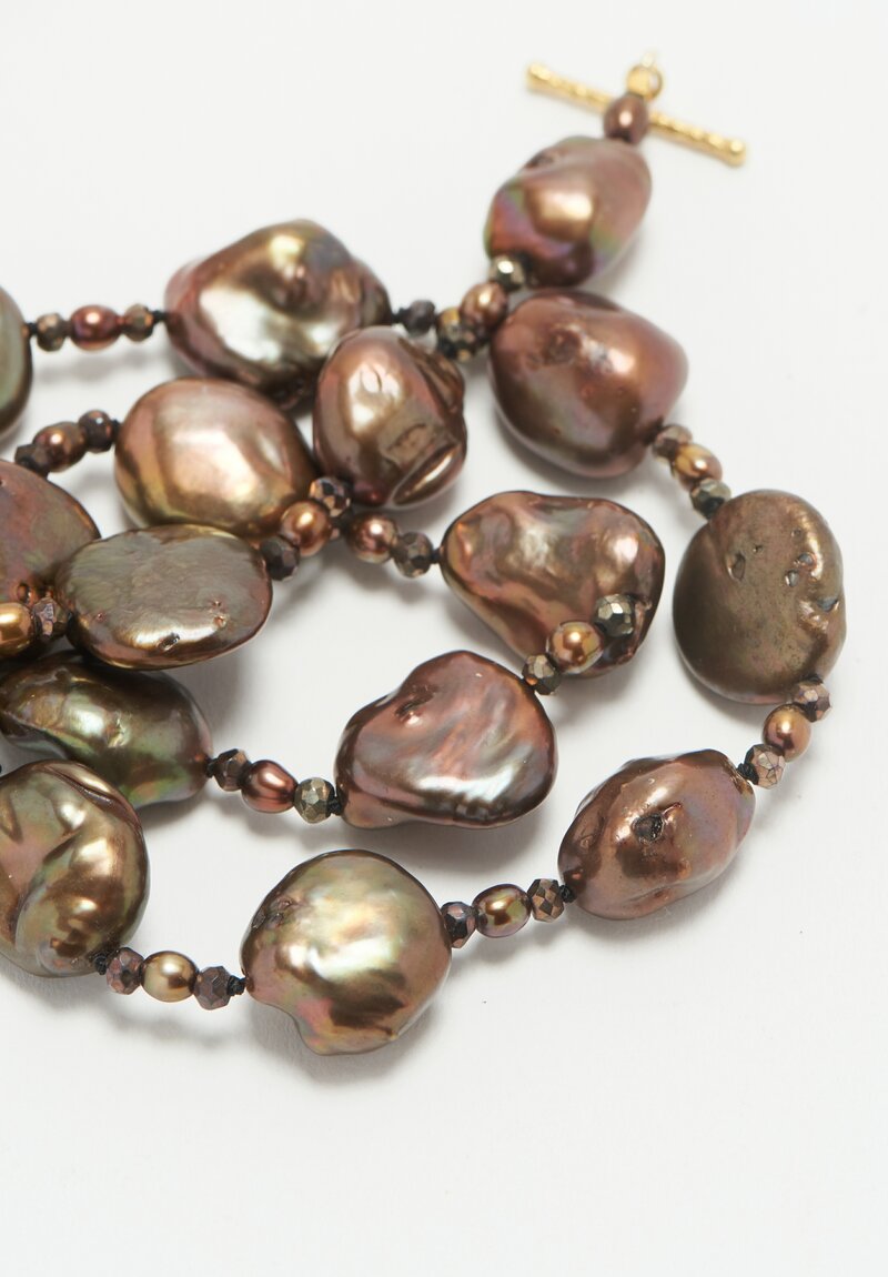 Karen Melfi 18K Black Pearl, Pyrite Necklace 18 Inch	
