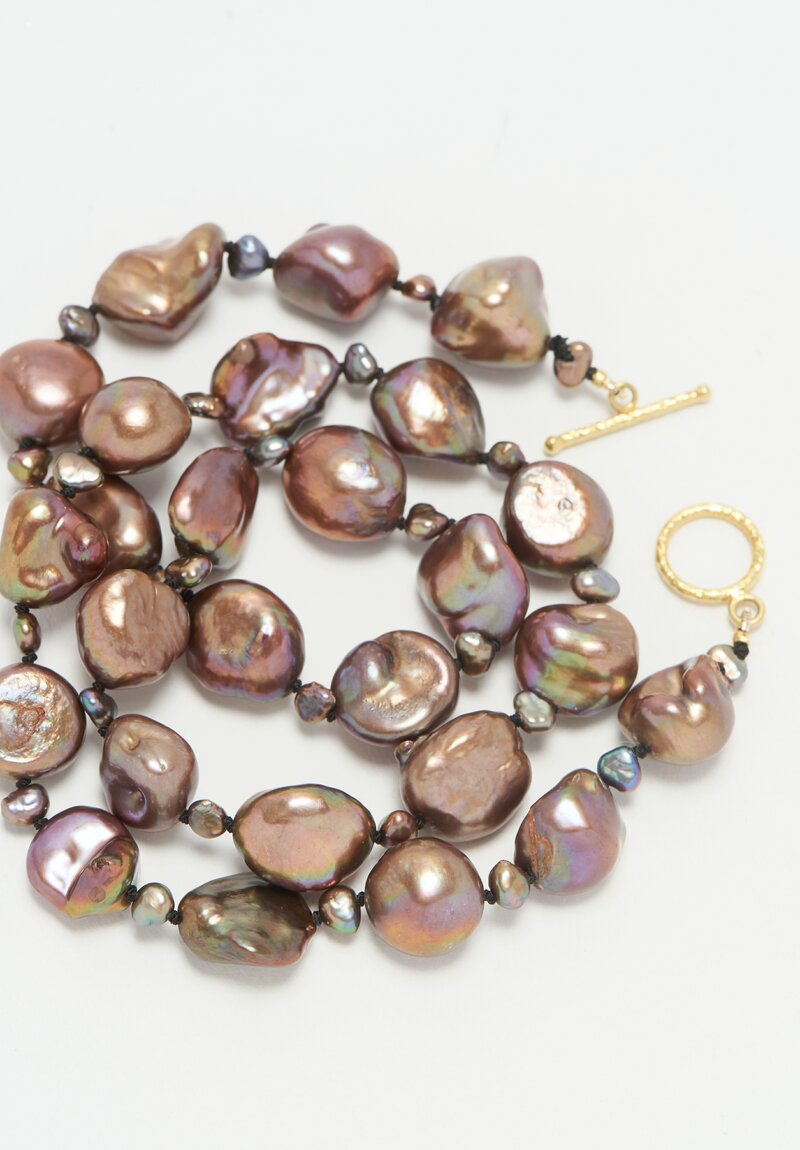 Karen Melfi 18K Baroque Black Pearl Necklace 18 Inch	