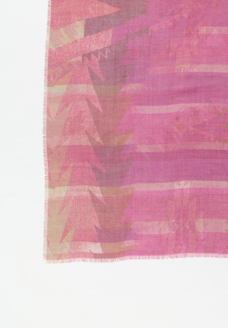 Alonpi Large Cashmere Silk Printed Scarf in Pink