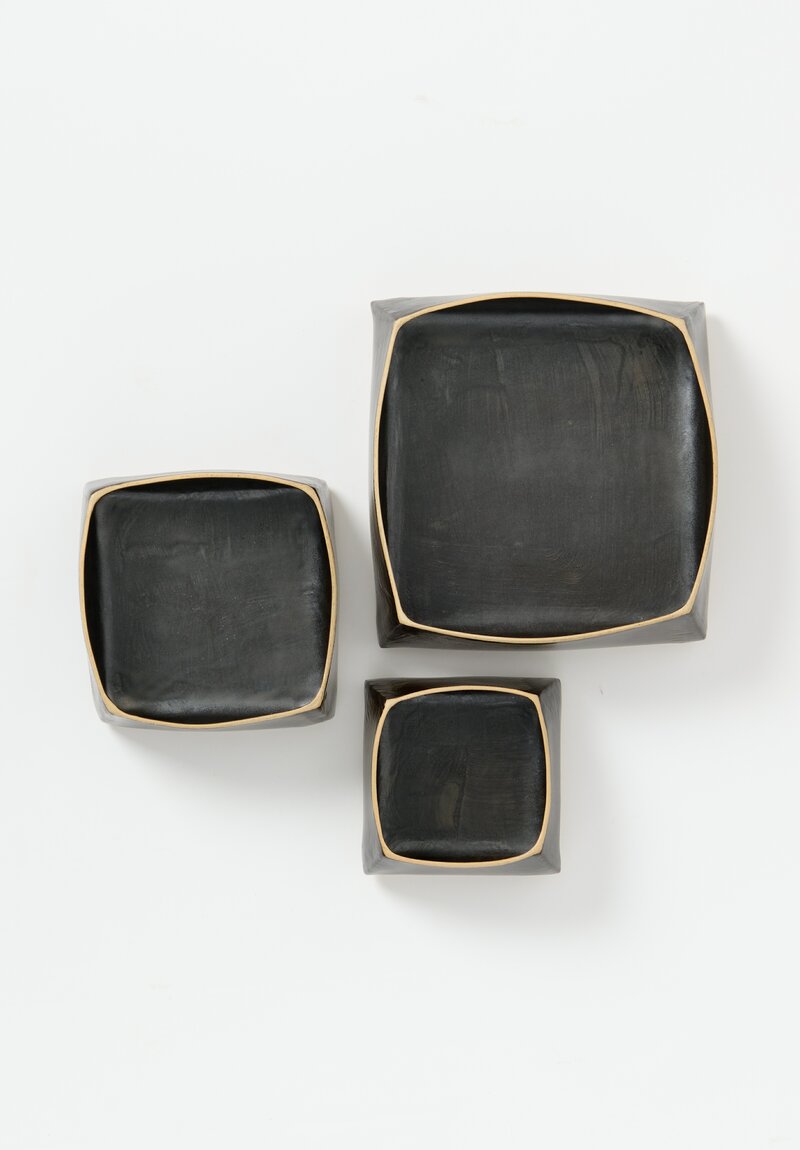 Laurie Goldstein Set of 3 Square Nesting Bowls in Black	
