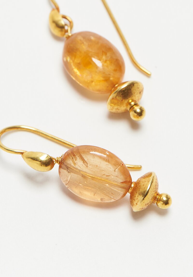 Greig Porter 18K, Unfaceted Imperial Topaz Earrings	