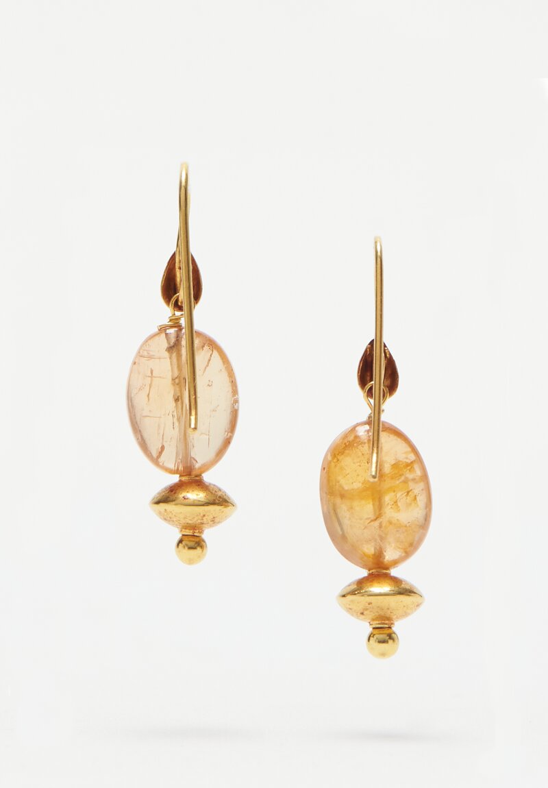 Greig Porter 18K, Unfaceted Imperial Topaz Earrings	