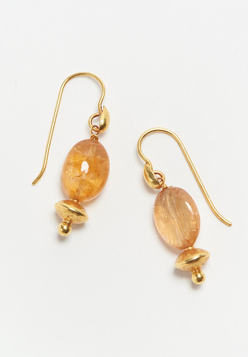 Greig Porter 18K, Unfaceted Imperial Topaz Earrings	