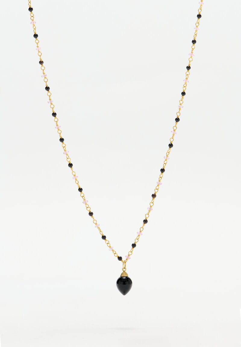 Mallary Marks 22k, 18k, Onyx and Pink Sapphire Necklace	