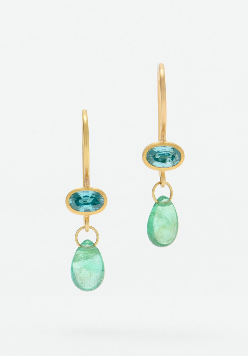 Mallary Marks 22k, 18k, Zircon, Emerald Earrings	