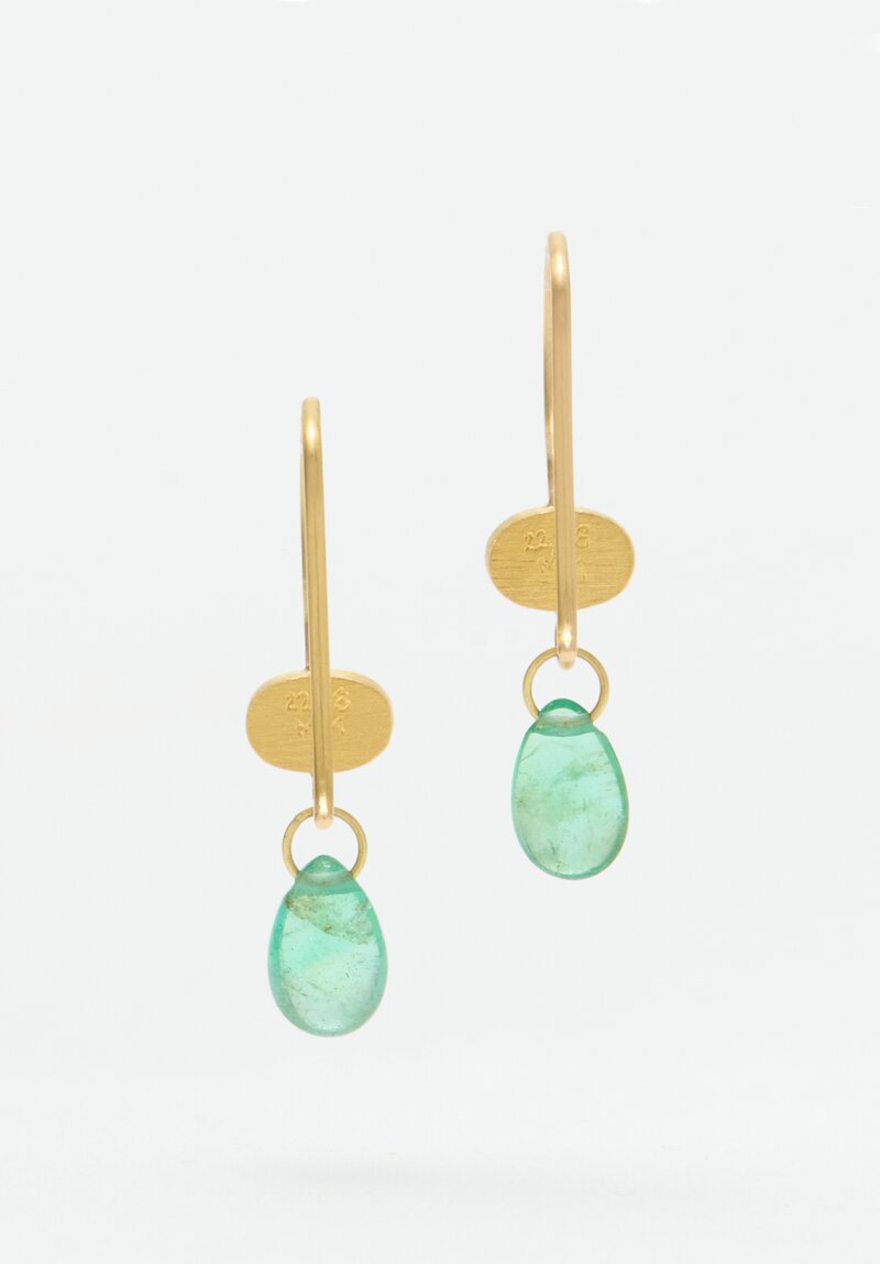 Mallary Marks 22k, 18k, Zircon, Emerald Earrings	