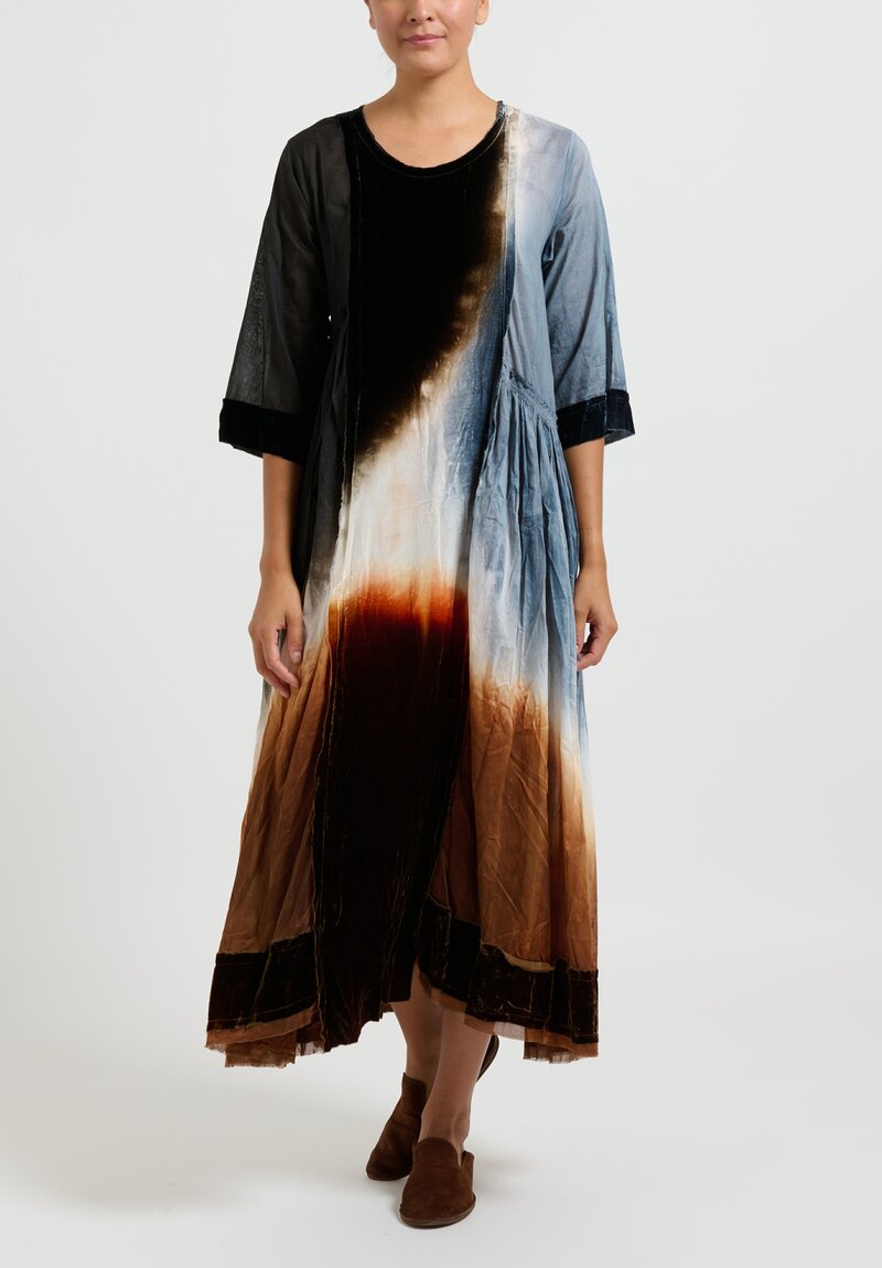 Gilda Midani Cotton Velvet Bloom Dress in Steel Mist	