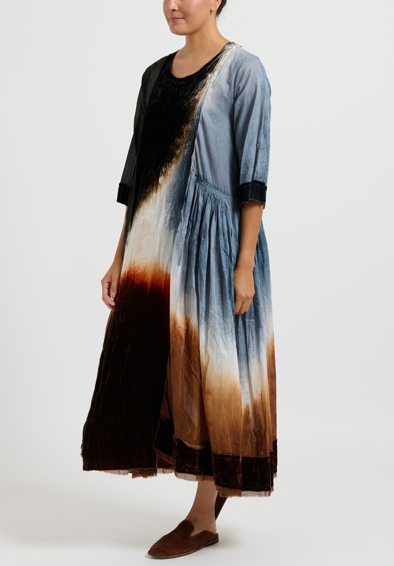 Gilda Midani Cotton Velvet Bloom Dress in Steel Mist	