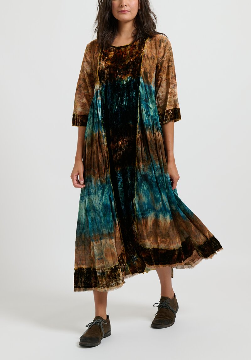 Gilda Midani Cotton Velvet Bloom Dress in Green Blitz	