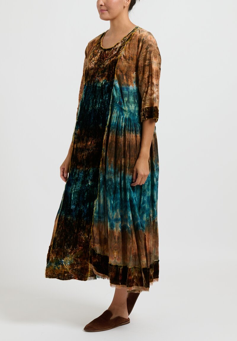 Gilda Midani Cotton Velvet Bloom Dress in Green Blitz	