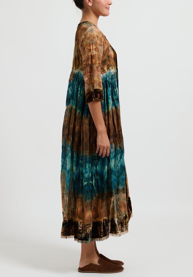 Gilda Midani Cotton Velvet Bloom Dress in Green Blitz	