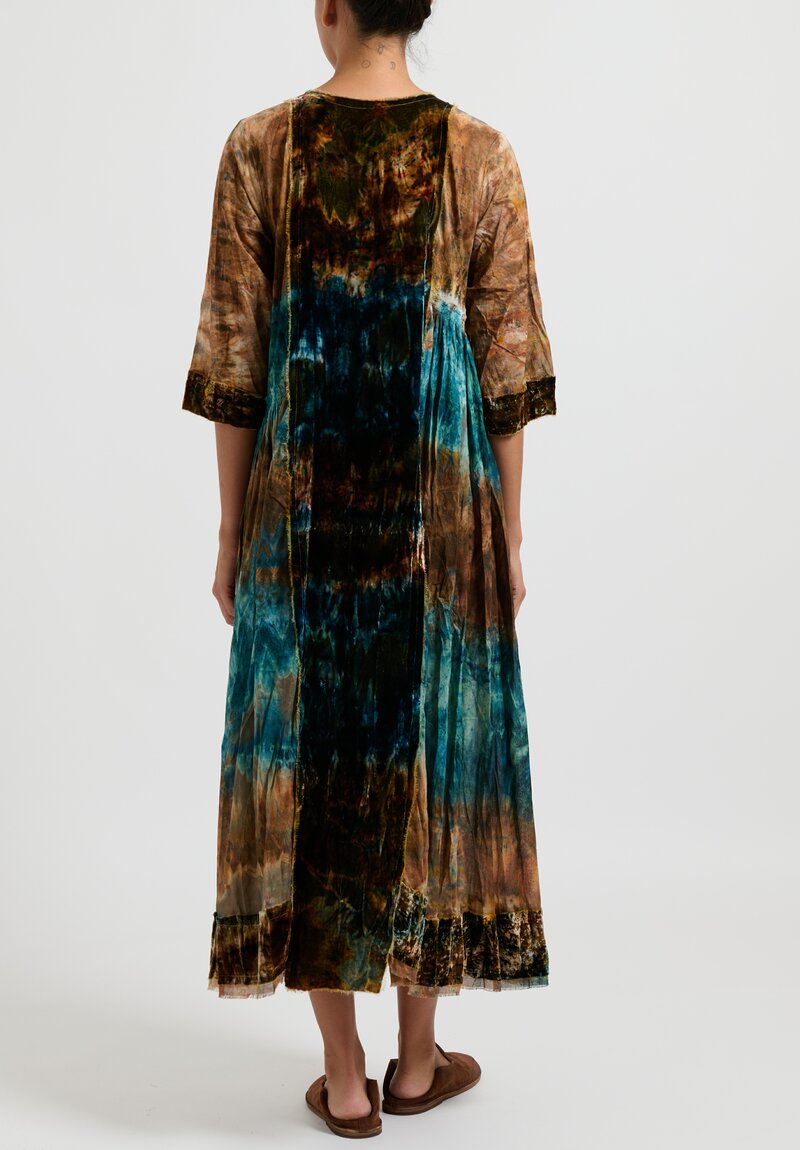 Gilda Midani Cotton Velvet Bloom Dress in Green Blitz	