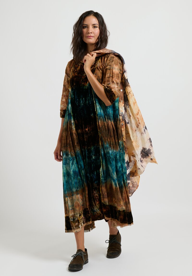 Gilda Midani Cotton Velvet Bloom Dress in Green Blitz	