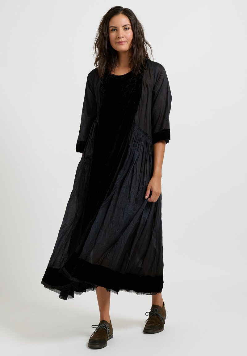 Gilda Midani Cotton Velvet Bloom Dress in Black	