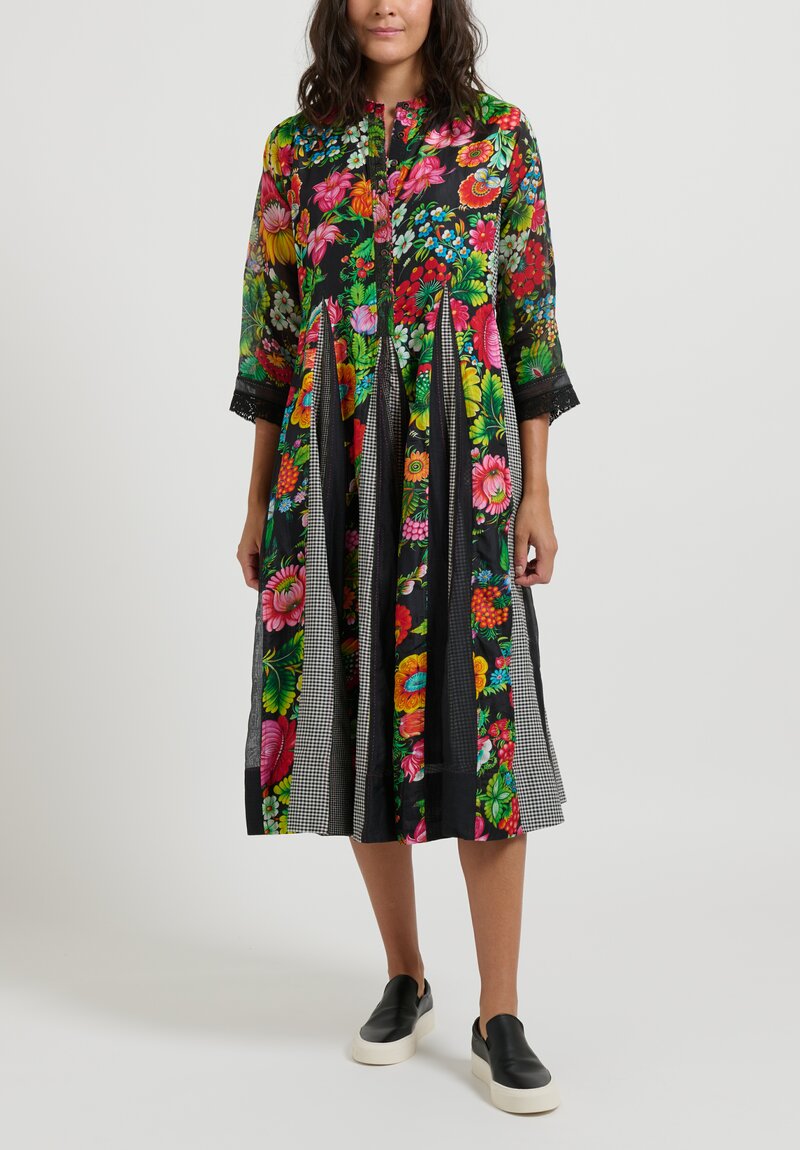 Péro Floral Dress with Slip in Black Multicolor	
