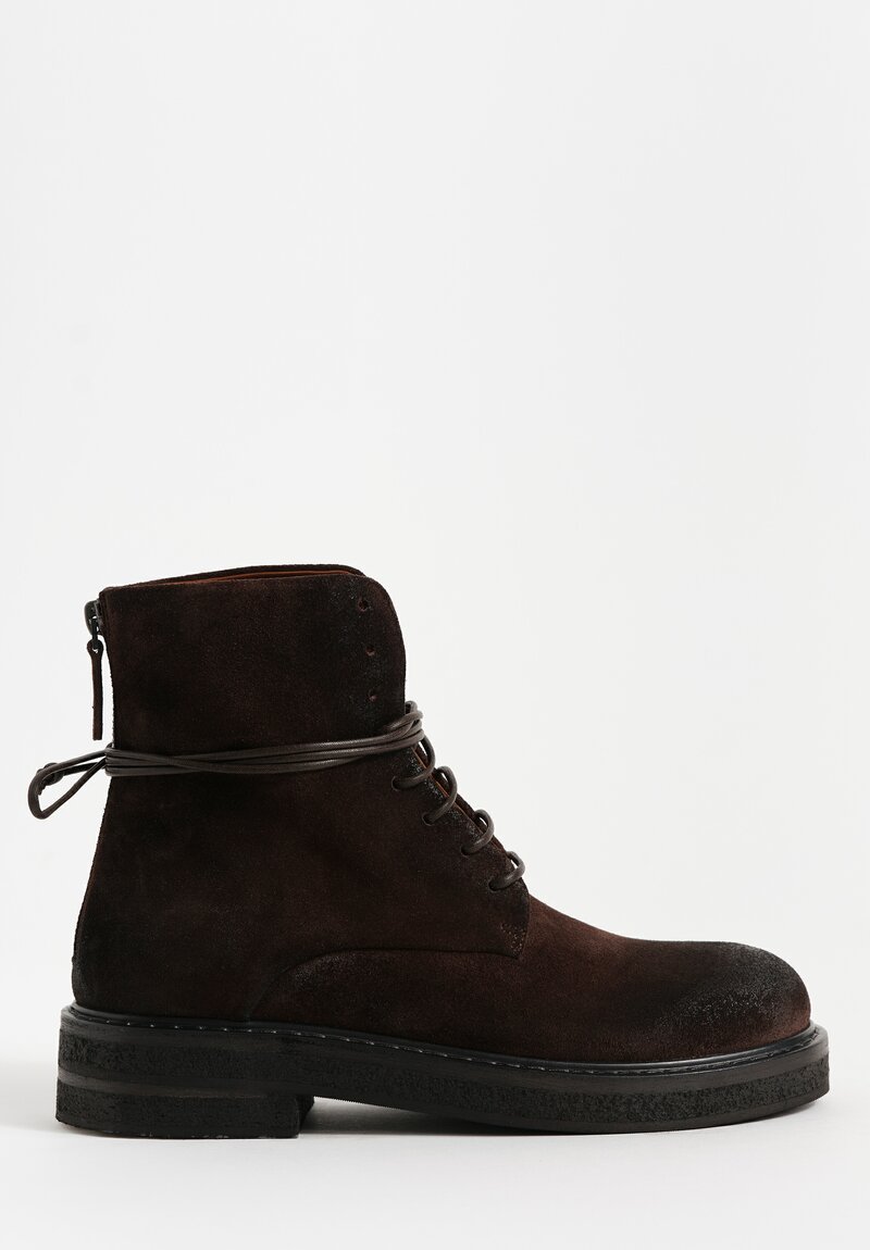 Marsèll Calf Suede Parrucca Lace-Up Ankle Boots in Moro Brown	