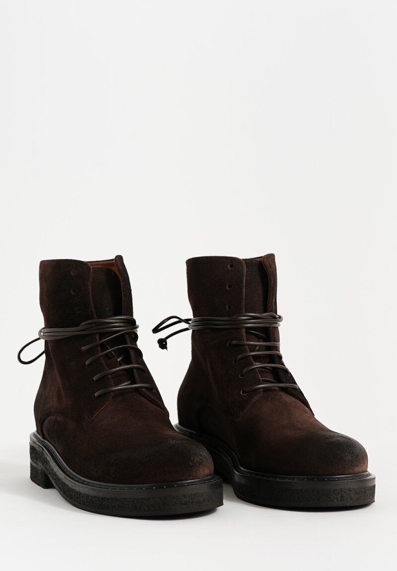 Marsèll Calf Suede Parrucca Lace-Up Ankle Boots in Moro Brown	